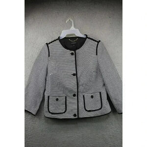 Talbots Black and White Striped Blazer-Size 12